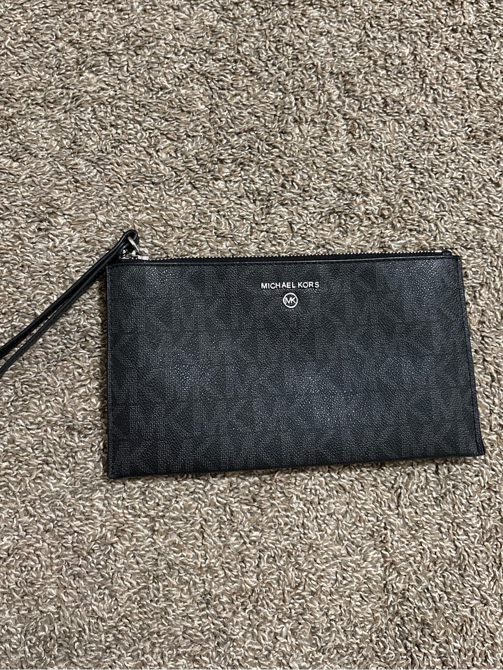 Michael Kors Black Signature Wristlet Clutch with Logo Detail